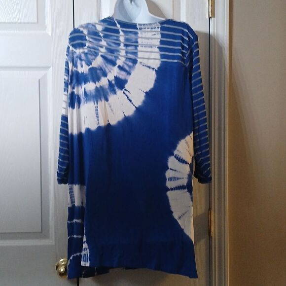 Thomas & Olivia royal blue and white tie dye tunic with rhinestones Sz 2X - Picture 4 of 7